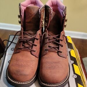 Justin Brown and Pink Steel Toe Boots